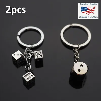 2 Pack Keychains 3D Dice Keyring Metal Zinc Alloy Keychains Key Holder Men Gift • $7.99