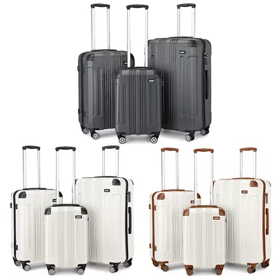 20/24/28Inch ABS Hard Shell Carry On Suitcase 4 Wheels Travel Cabin Hand Luggage • £39.99