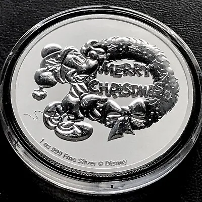 2021 Niue 1 Oz Silver $2 Disney Mickey Mouse Merry Christmas BU Gift • $45.99