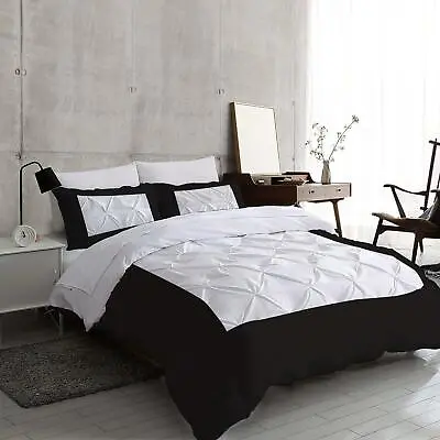 1000 TC Egyptian Cotton 3PC Two Tone Pinch Pleated Duvet Set UK Sizes & Colors • £117.59