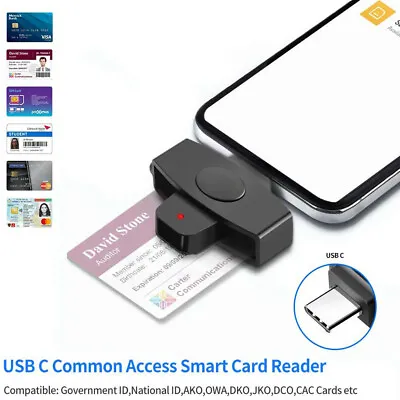 DOD Military SIM USB-C Smart Card Reader CAC/National ID/Chip For Mac OS Windows • $10.99