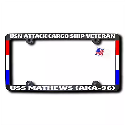 USN Attack Cargo Ship Vet USS MATHEWS (AKA-96) REFL TEXT & RIBBONS Frame • $24.99