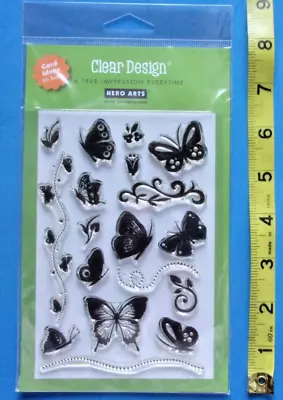 Buy4=freeship  Clear Stamps Hero Arts CL115 Designer Butterflies 18 Stamps • $7