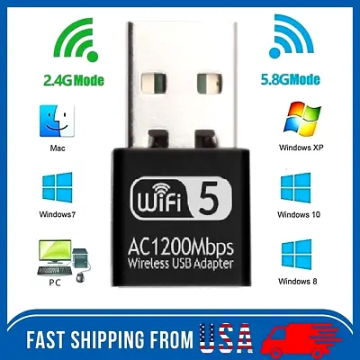 Wireless Lan USB PC WiFi Adapter Network 802.11AC 1200Mbps Dual Band 2.4G / 5G • $8.75