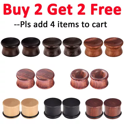 Pair Wooden Tunnel Plugs Natural Wood Saddle Ear Gauge Plugs Stretcher Earrings • $8.99