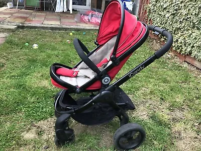 ICandy Peach 3 Red Pushchair Pram Travel System Carrycot Maxi-Cosi Baby Car Seat • £201