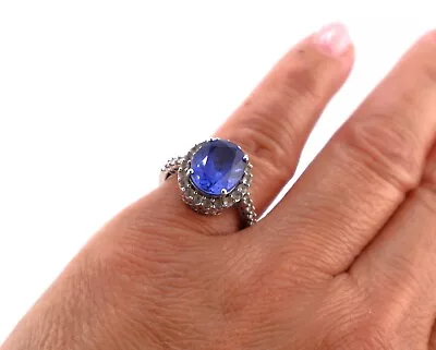 Vintage Women's Sapphire And Diamond Ring Solid 14k GOLD Jewelry Size 5US • $850