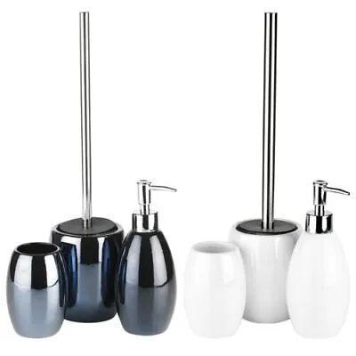 Ridder 3pcs Ceramic Shiny Matching Bathroom Dispenser Tumbler Toilet Brush Set • £2.99
