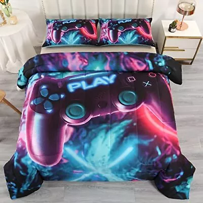 Gaming Comforter Set Queen For Boys And Girls Premium 3 Piece Gamer Bedding S... • $43.26