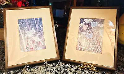 Stunning Vintage GOLDFARB Signed Batik Prints Framed Glass Nature Spirits Art 2 • $84