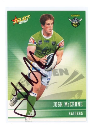 $0.99 • Buy ✺Signed✺ 2012 Select Champions Josh McCrone (Raiders) Signed NRL Card