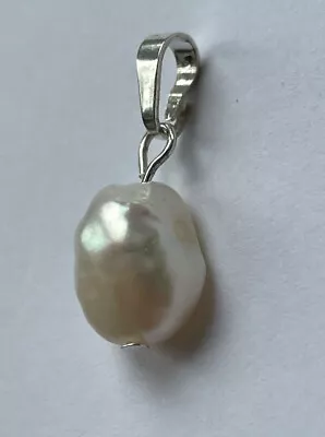 £5.99 • Buy Genuine South Sea White Baroque Pearl 925 Sterling Silver Pendant