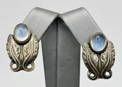 Vintage Georg Jensen #108 Sterling Silver Moonlight Moonstone Blossom Earrings • $799.99