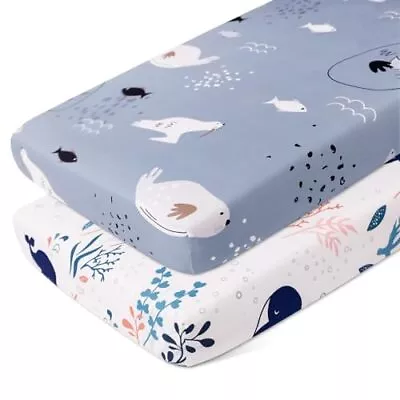  Fitted For Pack And Play Mattress Portable Pack N Play Sheets Whale 38x26 • $23.72