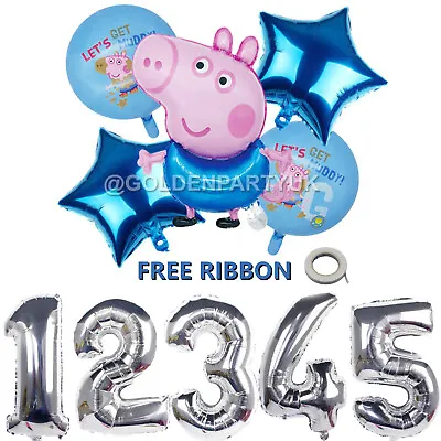 £8.99 • Buy Peppa Pig George Foil Star Balloons Happy Birthday Kids 1st Party Children Decor