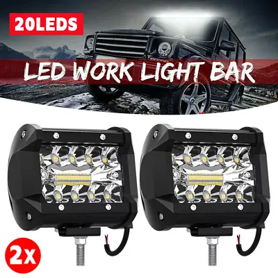 Pair 4 Inch Work Lights Spot Flood LED Light Bar Reverse 4WD 12V 24V Spread WIDE • $14.33