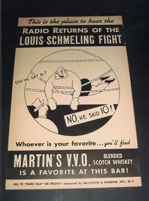 RARE  1938 JOE LOUIS Vs MAX SCHMELING WORLDS CHAMPIONSHIP  Boxing Ad Poster • $300