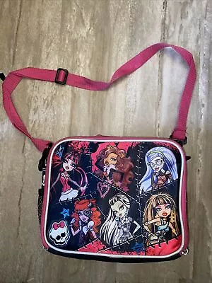 Monster High Shoulder Strap Insulated Lunch Box School Bag Black Pink School • $15.90