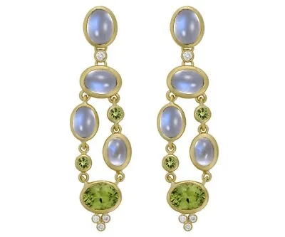 $3999 • Buy Temple St. Clair 18K Gold Strada Drop Earrings W/ Peridot, Royal Blue Moonstone