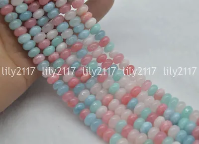 Natural 5x8mm Multi-Color Morganite Gemstone Rondelle Abacus Loose Beads 15'' • $4.05