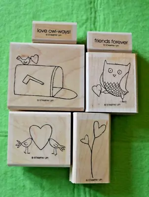 Stampin' Up  Love Owl Ways  Wood Mount Rubber Stamps Set Of 6 Never Inked W/Case • $10.99