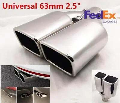 1PC Car Exhaust Muffler Tip Dual Square Tail Pipe Stainless Chrome 2.5  Inlet US • $42.25