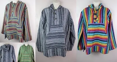 £24.99 • Buy Handmade Cotton Baja Gheri Gringo Hoodie Mantas Shirt Kurta Festival Serape HJ1