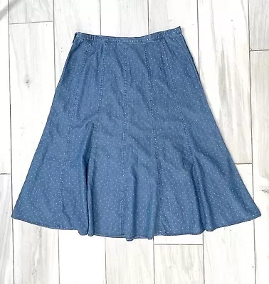 Ladies M&S Classics Spotty Denim  Flared Skirt - Size 16 • £14