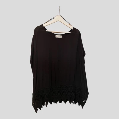 £6.50 • Buy Boutique Ladies Tunic Top Black Fit Size 16/18 Crochet Hem Detail Worn Once 