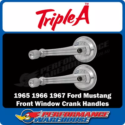 1965 1966 1967 Ford Mustang Chrome Front Window Crank Handles With Knob PAIR NEW • $53.95