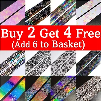 Nail Art Foils Holographic Marble Designer Decal Decor Transfer Sticker Manicure • £0.99