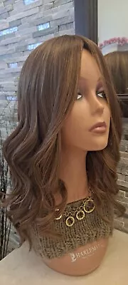 $599 • Buy 16  Long Human European Hair Brown Kosher Wig Blonde Highlight L Cap Sheitel