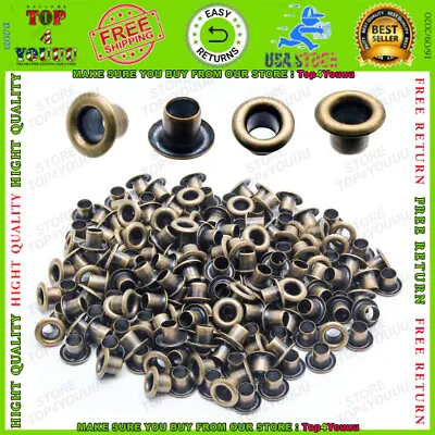 1/8 Inch (3mm) ID Grommets Eyelets 200 Pieces Metal Grommet Kit Hole Brass • $16.68