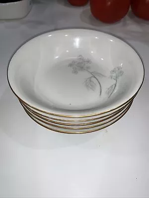 Eschenbach Queen Annes Lace Dessert Berry Bowl 5  Gray Gold Trim W1455 • $45