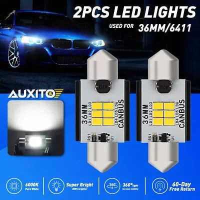 2Pcs 36mm 6411 LED Interior Car Accessories Kit Map Dome License Plate Lights • $8.99
