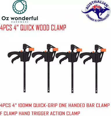 4x 4  100MM QUICK-GRIP ONE HANDED BAR CLAMP F CLAMP HAND TRIGGER ACTION CLAMP • $16