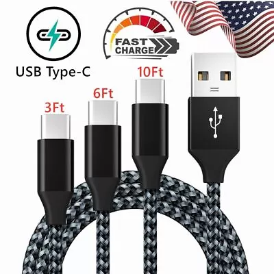 Braided USB C Type-C Fast Charging Data SYNC Charger Cable Cord 3/6/10FT Lot USA • $125.99