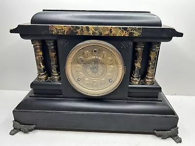 Welch Le Cigale Wooden Mantel Clock - Antique Wind Up Parts Display • $142.45