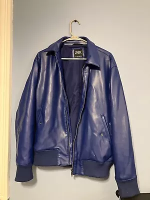 Zara Faux Leather Blue Mens Jacket Medium  • $35
