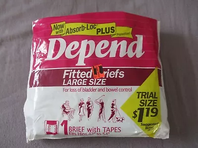 1990 Vintage Depend Fitted Briefs Large Trial Size 1 Brief With Tapes • $29.90