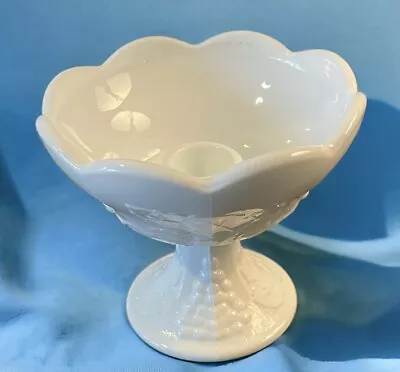 Vintage Indiana Colony Harvest Grape 4  Milk Glass Candle Holder White • $4.99