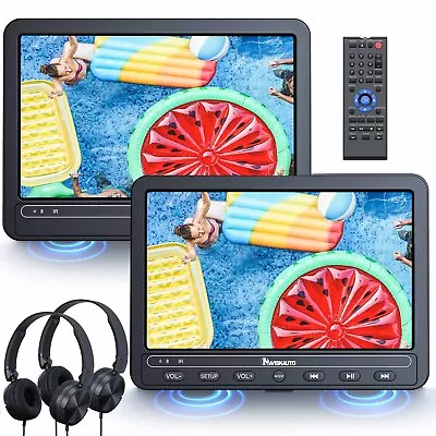 2x10.5  Car Pillow Headrest Monitor Screen DVD Player SD /USB Battery+ Headset • $125.28