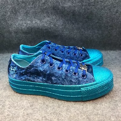 Converse Womens Miley Cyrus Blue Velvet Glitter Platform Sneakers Shoes Sz 7 • $49.95