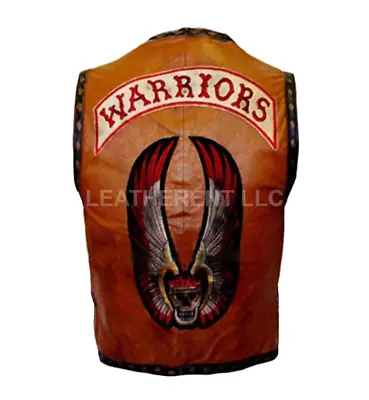 Mens The Warrior Movie Cow Boy Rider Halloween Genuine Leather Costume Vest • $89.98