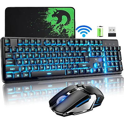 $62.89 • Buy Wireless Gaming Keyboard Mouse And Pad Sets Rechargeable LED Backlit For PC Mac