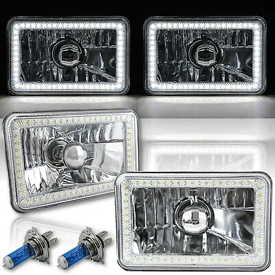 4X6 White SMD LED Halo Angel Eye Headlight Headlamp 60W Halogen Light Bulbs Pair • $139.95