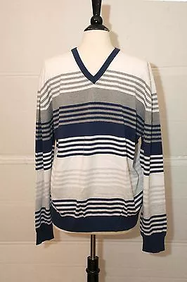 NEW NWT Enzo Mantovani Sweater Pullover Sweatshirt Size XL. White Gray Navy • $19.99
