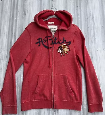 Abercrombie & Fitch Hoodie Men's Medium Red Indian Chief Head Muscle Vtg Y2K • $39.85