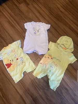 Disney Bundle Boys All In Ones Rompers Vests Age 3 - 6 Months Summer Outfits • £2.50