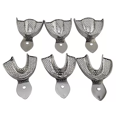 6 Pc Dental Autoclavable Metal Impression Trays Perforated Stainless Steel S M L • $15.99